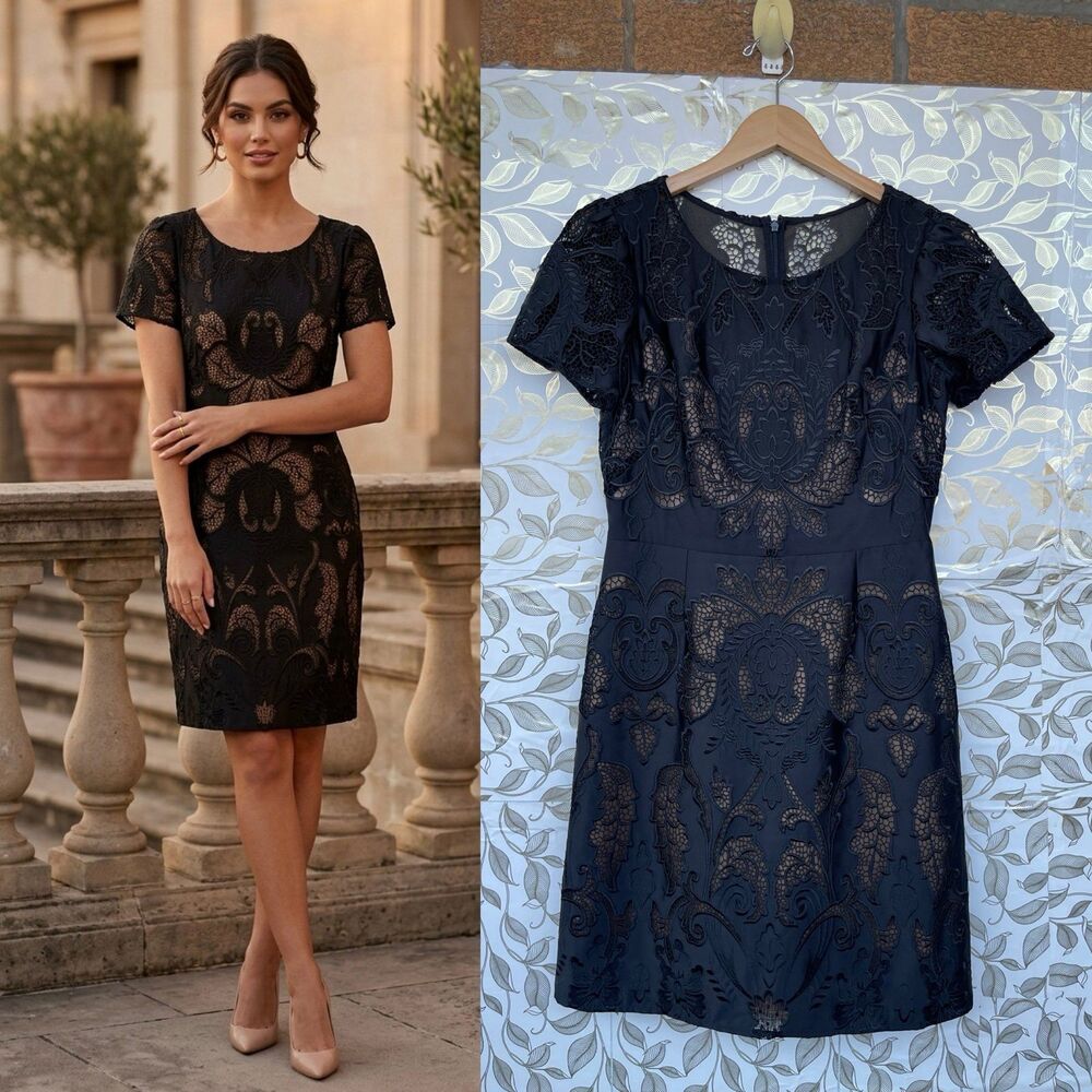 Marchesa Notte Black Lace Dress M 8 10 Dark Romance Whimsigoth Goth Glam